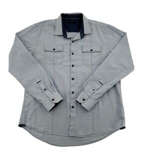 7 Diamonds 7063 Made Well Men's Light Blue Geometric Print Button Down Shirt XL